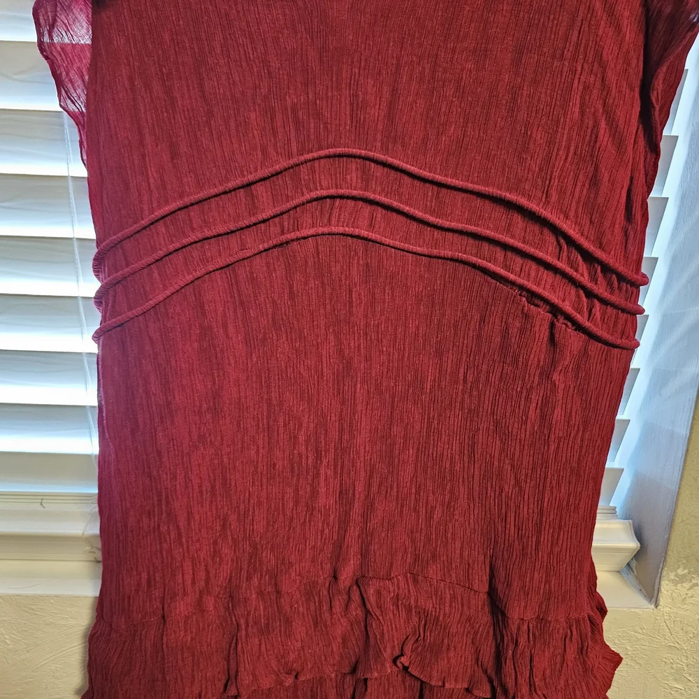 Taylor Burgundy V-Neck Textured Dress - Picture 9 of 15